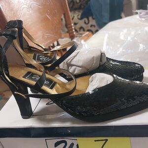 Elegant Black Sequin Women's Heels